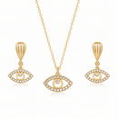 Gold Plated Evil Eye White Contemporary Pendant Set