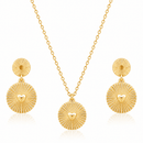 Gold Plated Disc Shape Gold Contemporary Pendant Set