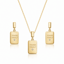 Gold Plated Rectangular Gold Contemporary Pendant Set