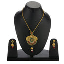 Gold Plated Antique Designer Kundan Studded Tradional Pendant With Earring Bridal Jewellery