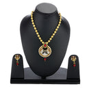 Gold Plated CZ Designer 2 Peacock Meenakari Pendant With Earrings and Golden Chain