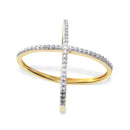 Gold-Plated  Minimalist X-Criss Cross Cubic Zirconia Studded Ring
