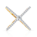 Gold-Plated  Minimalist X-Criss Cross Cubic Zirconia Studded Ring