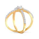 Gold-Plated  Minimalist X-Criss Cross Cubic Zirconia Studded Ring