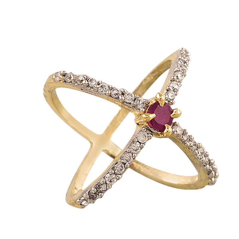 Gold Plated American Diamond Studded Ring