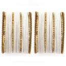 Zeneme Gold-Plated Matte Finish Lavender Velvet Cz Studded Bangles Set Of 36