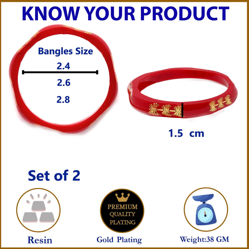 Set Of 2 Gold-Plated Butterfly Engraved Handcrafted Non Allergic Bangles