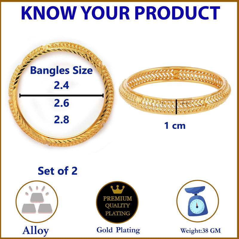 Gold Plated Brass Kada Bangle Set