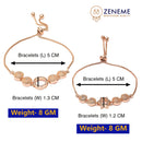 Rose Gold Plated Halo Star & Round Charm Beaded Set Of 2 Adjustable Stackable Bracelet