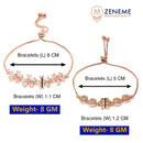 Rose Gold Plated Halo Star Charm Beaded & Floral Design Set of 2 Adjustable Stackable Bracelets