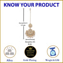 Gold-Plated Floral White Pearl & Kundan studded  Chandbali Maang Tikka