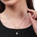 Gold-Plated Square Black  Cubic Zirconia Studded Pendant Set