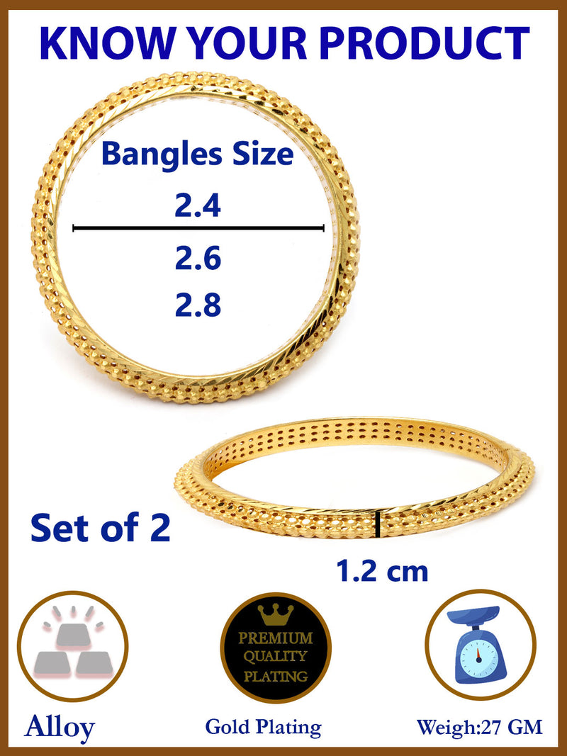 Gold Plated Classic Design Set Of 2 Traditional Bangle Set