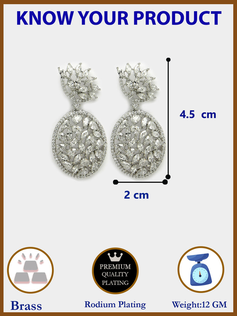 Rhodium Plated Tiny Tear Drops White American diamond Small Drop Earrings