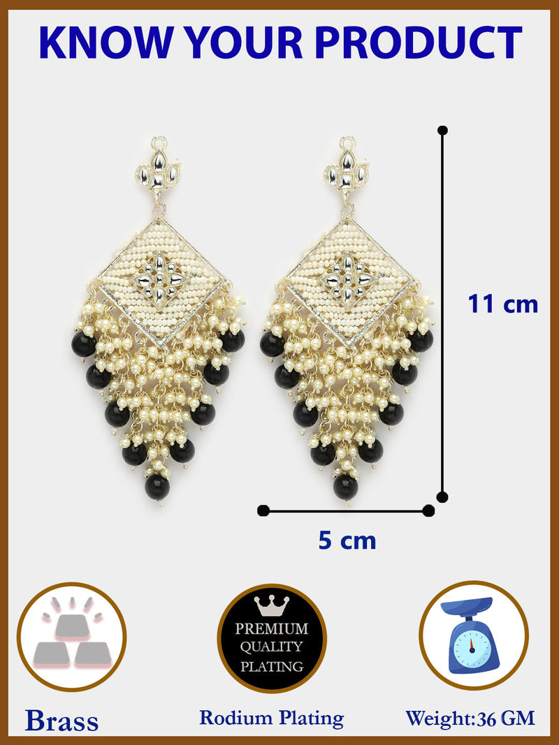 Gold Plated Traditional Handcrafted Pearl Kundan Beaded Chand Bali Earrings