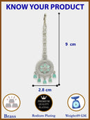 Rhodium Plated Silver Toned Mint Green American Diamond  Maang Tikka  with Elegant Dangling Stones
