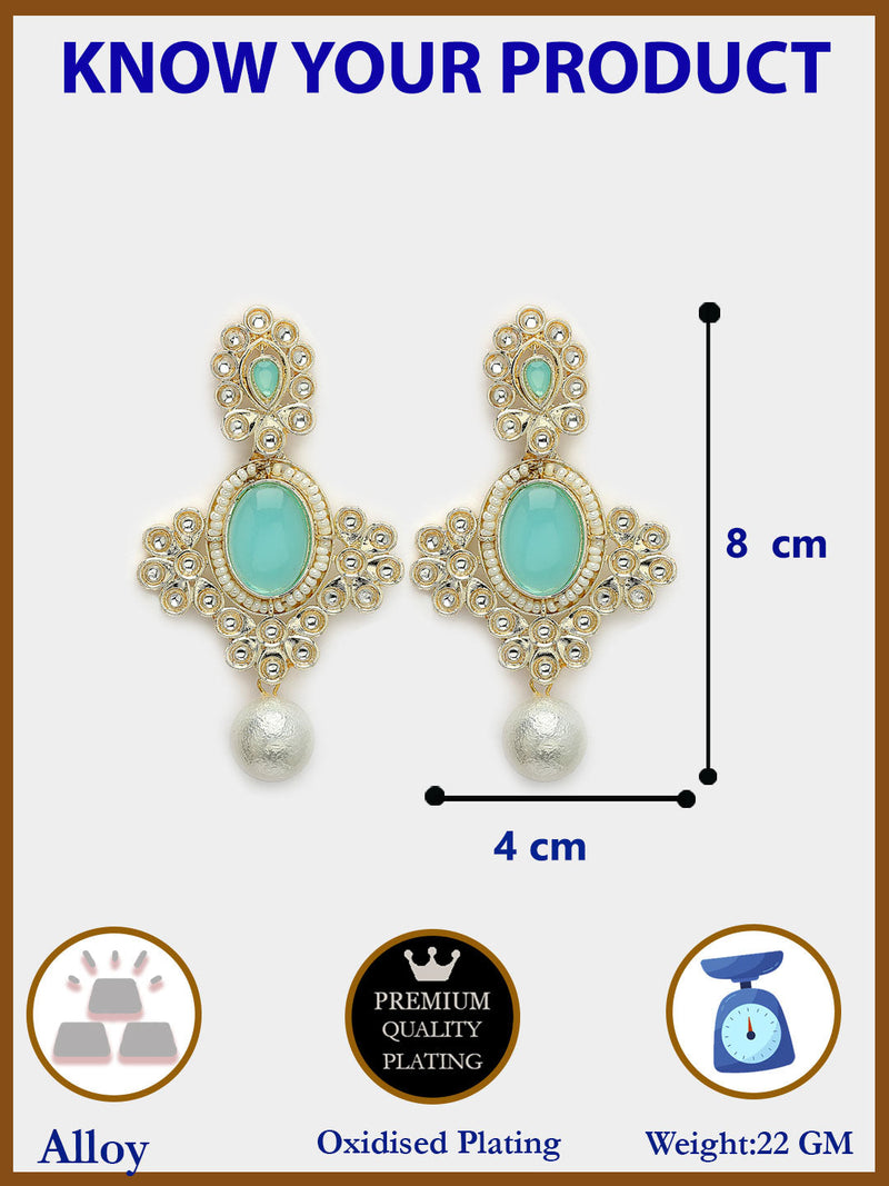 Gold Plated Oval Shaped with Blue Cubic Zirconia Small Drop Earrings