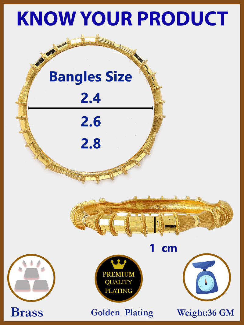 Gold Plated Set Of 2 Traditional Classic Textured Designer Bangle Set