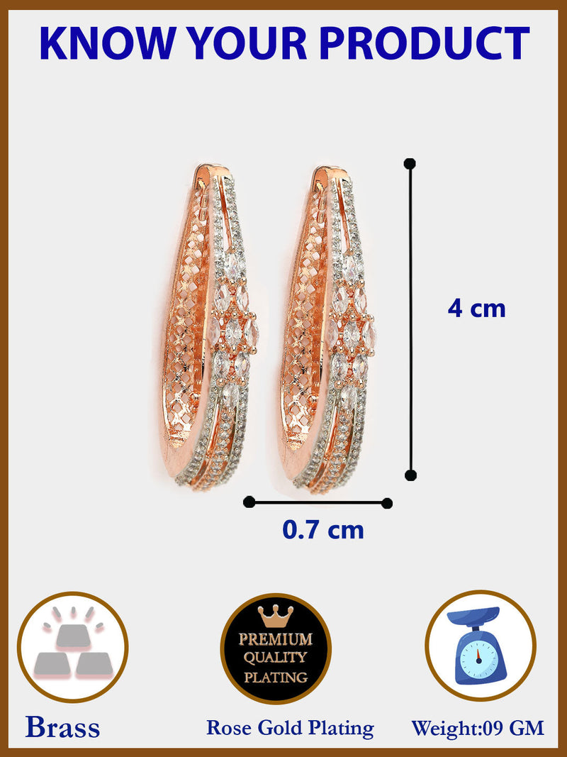 Rose Gold Plated American Diamond Circular Hoop Earrings