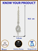 Rhodium Plated Silver Toned White American Diamond  Floral Teardrop Maang Tikka with Elegant Dangling Stones