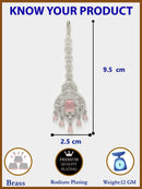 Rhodium Plated Silver Toned Pink  American Diamond  Pear Maang Tikka  with Elegant Dangling Stones