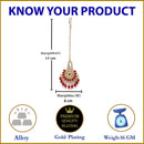 Gold-Plated Square Shaped Floral Red & White Kundan studded Maang Tikka