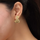 Stylish Twist Gold Plated Cubic Zirconia Studded Stud Earrings