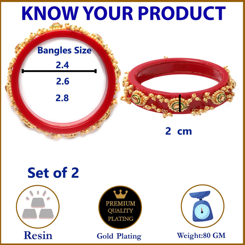 Set Of 2 Gold-Plated Champagne Pearls Handcrafted Non Allergic Bangles