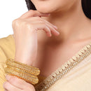 Antique Royal Style Broad Gold Plated Bangles Jewellery Set of 2