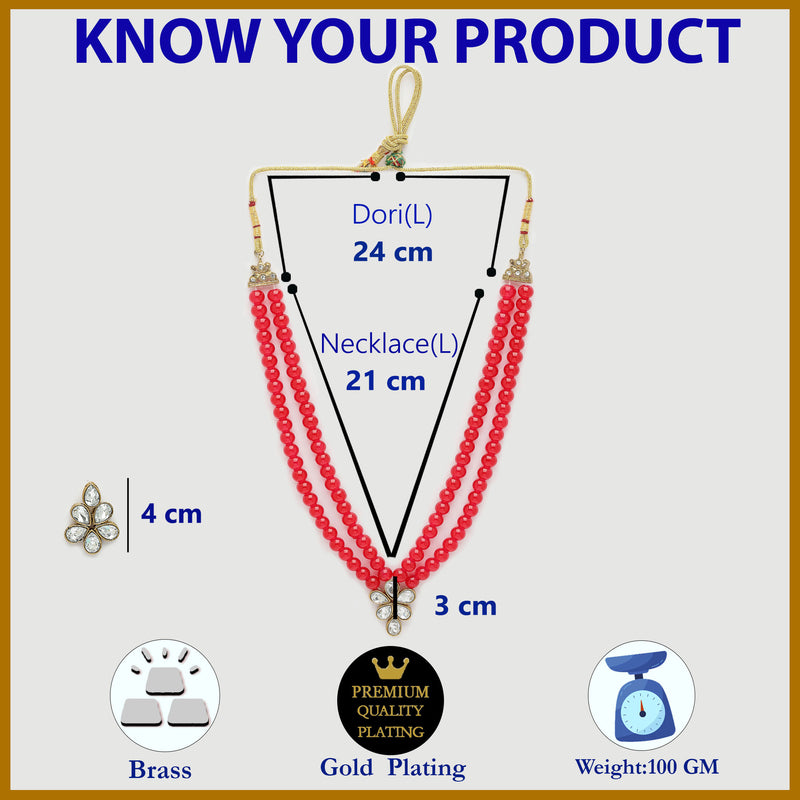 Red Pearl & Kundan Studded Jewellery Set