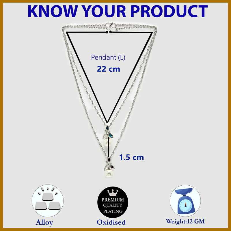 Oxidized Plated with Leaf & Pearl Design Set of 2 Pendants