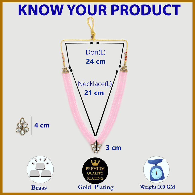 Pink Pearl & Kundan Studded Jewellery Set