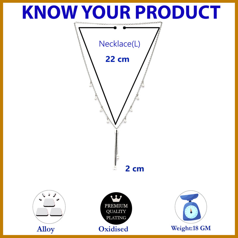 Oxidized  Small Leaf Design Pearl Necklace Set