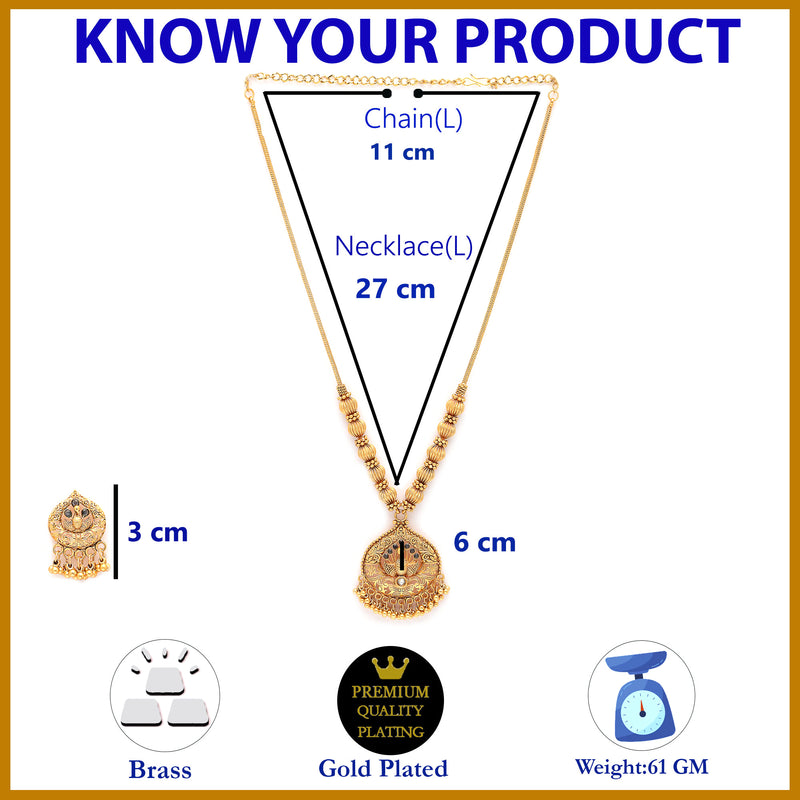 Gold Plated with Royal Peacock Design Jewellery Set