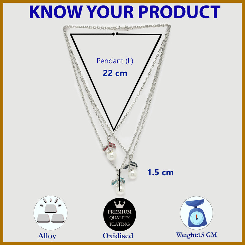 Oxidized Plated with Leaf & Pearl Design Set of 3 Pendants