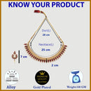 Gold Plated with Priyaasi Floral Kemp Design & Red Stone Studded Necklace Set