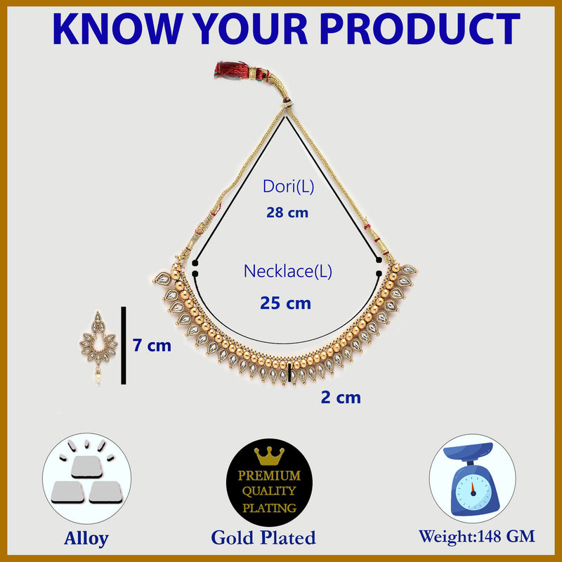 Gold Plated with Traditional Maharani Haar Necklace with Earrings