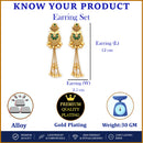 Gold Plated Festive Long Chain Ethnic Ghungroo Kashmiri Earrings