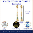 Gold Plated Long Chain Pearl Ethnic Kashmiri Earrings