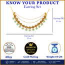 Gold Plated Sea Green Pearl Ethnic Ear Chain Earrings