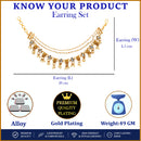 Multicolor Pearl Gold Plated Multilayer Ethnic Ear Chain Earrings