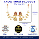 Gold Plated Traditional Ethnic Red Pearl Stone Kashmiri Earrings