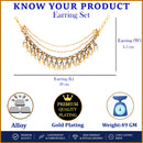 Gold Plated Royal White Pearl Ethnic Ear Chain Earrings
