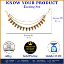 Gold Plated Multicolor Pearl Star Ethnic Ear Chain Earrings