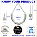 Rhodium-Plated with Silver-Tone Green American Diamond Stone-studded Jewellery Set with Mang Tika Combo