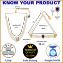 Gold-Plated Navy Blue Stone-Studded & Pearl Beaded Layered Jewellery Set Combo