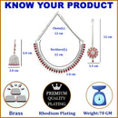 Rhodium-Plated with Silver-Tone & Red American Diamond Stone-Studded Jewellery Set Combo