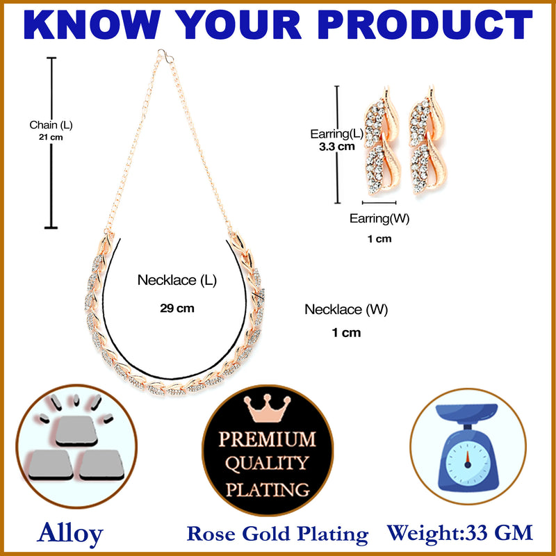 Rose Gold-Plated & White CZ-Studded Jewellery Set