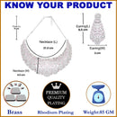 Rhodium-Plated Silver Toned Pink American Diamond Choker Necklace with Earrings Jewellery Set