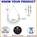Rhodium-Plated Sea Green American Diamond Studded Intriguing Necklace & Earrings Jewellery Set